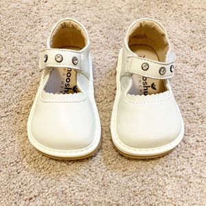 Mooshu squeakers Mary Janes white rhinestones